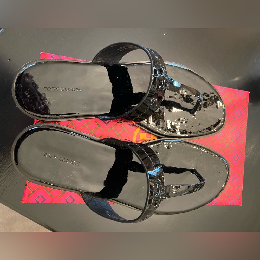 Tory Burch Black Patent Sandal size 10